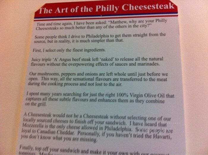 Taste Of Philly Cheese Steak - Kitchener, ON menu_pic