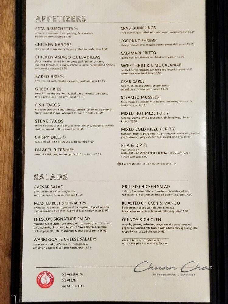 Frescos Euro Grille and Bar - Saint Catharines, ON menu_pic