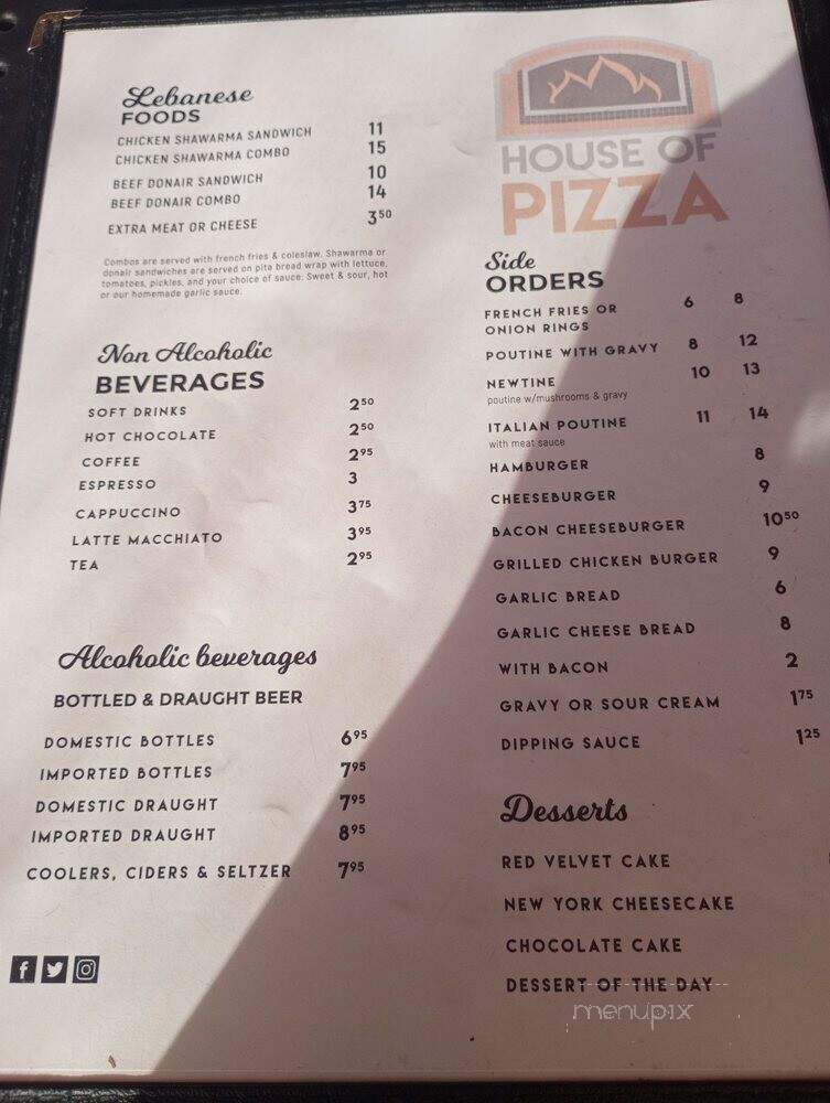 House Of Pizza - Ottawa, ON menu_pic