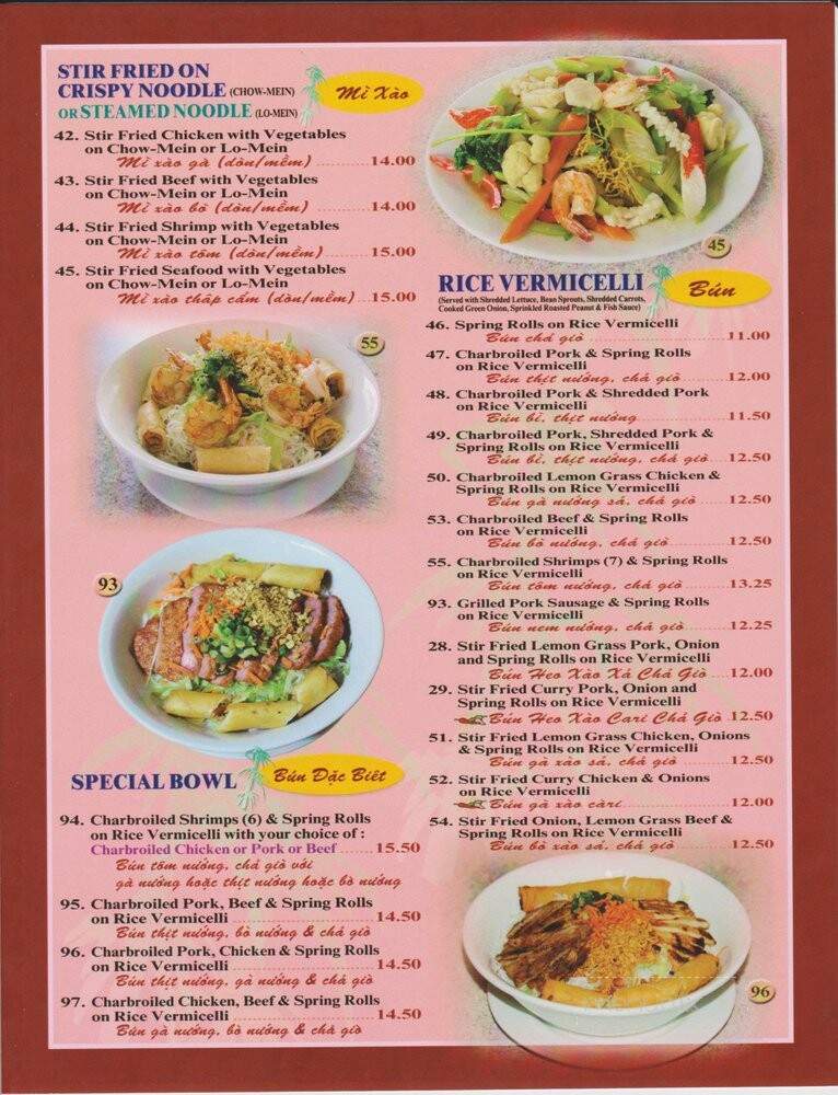 Pho 501 Vietnamese Restaurant - Calgary, AB menu_pic
