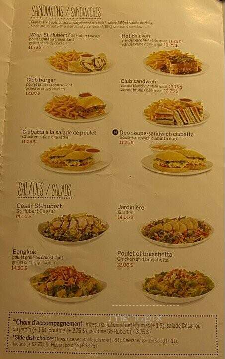 Rotisserie St Hubert - Montreal, QC menu_pic