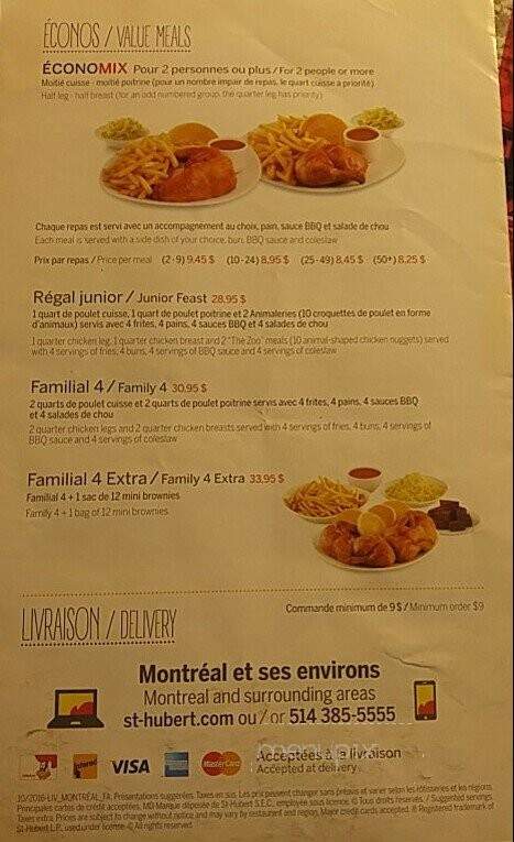Rotisserie St Hubert - Montreal, QC menu_pic