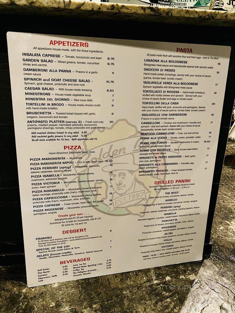 The Golden Boot Caffe - Coquitlam, BC menu_pic