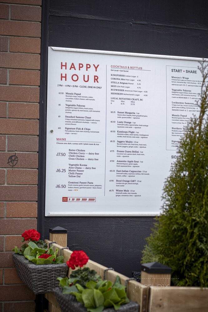 Maurya's Fine Indian Cuisine - Kamloops, BC menu_pic