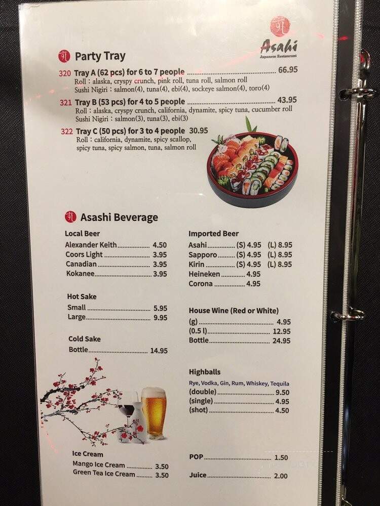 Asahi Japanese Restaurant And Sushi Bar - Port Coquitlam, BC menu_pic