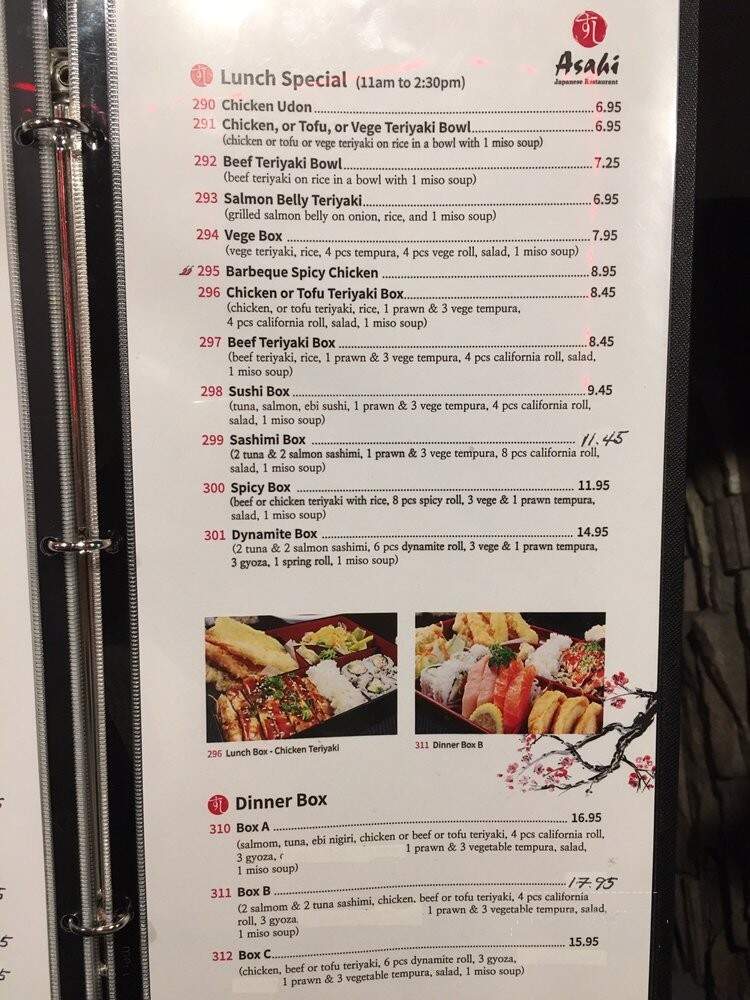 Asahi Japanese Restaurant And Sushi Bar - Port Coquitlam, BC menu_pic