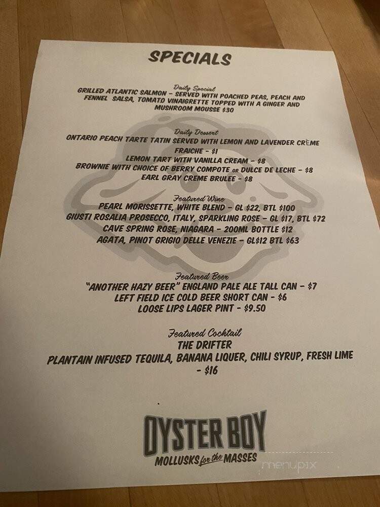 Oyster Boy - Toronto, ON menu_pic