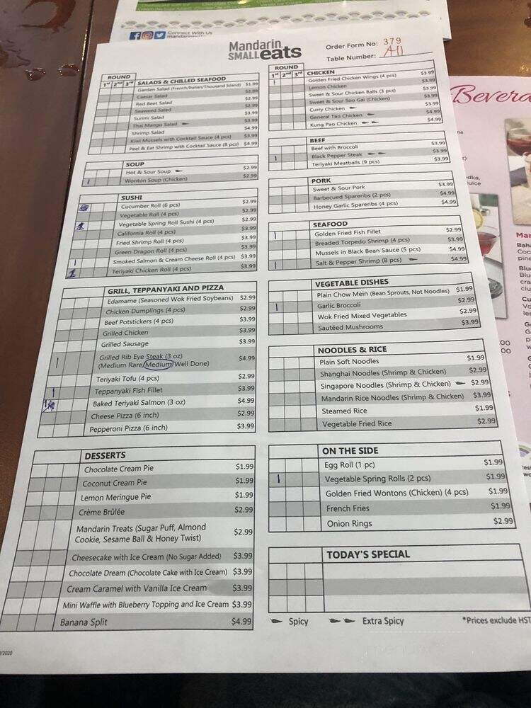 Iron Chef - Niagara Falls, ON menu_pic