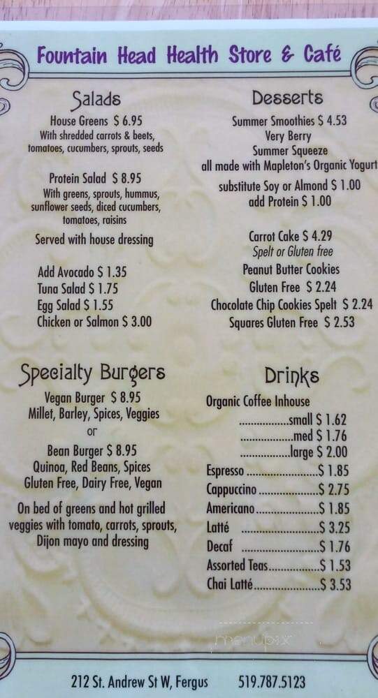 The Fountain Head - Fergus, ON menu_pic