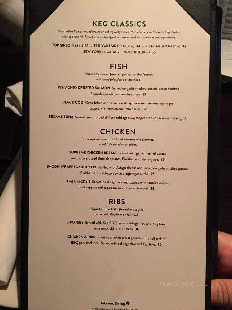 Keg Steakhouse & Bar - Victoria, BC menu_pic