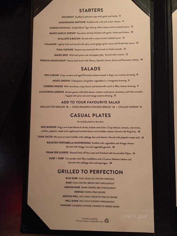 Keg Steakhouse & Bar - Victoria, BC menu_pic