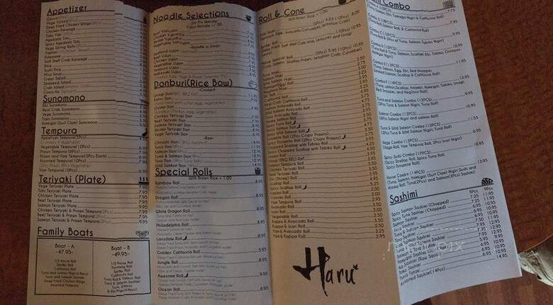 Haru Sushi - North Vancouver, BC menu_pic