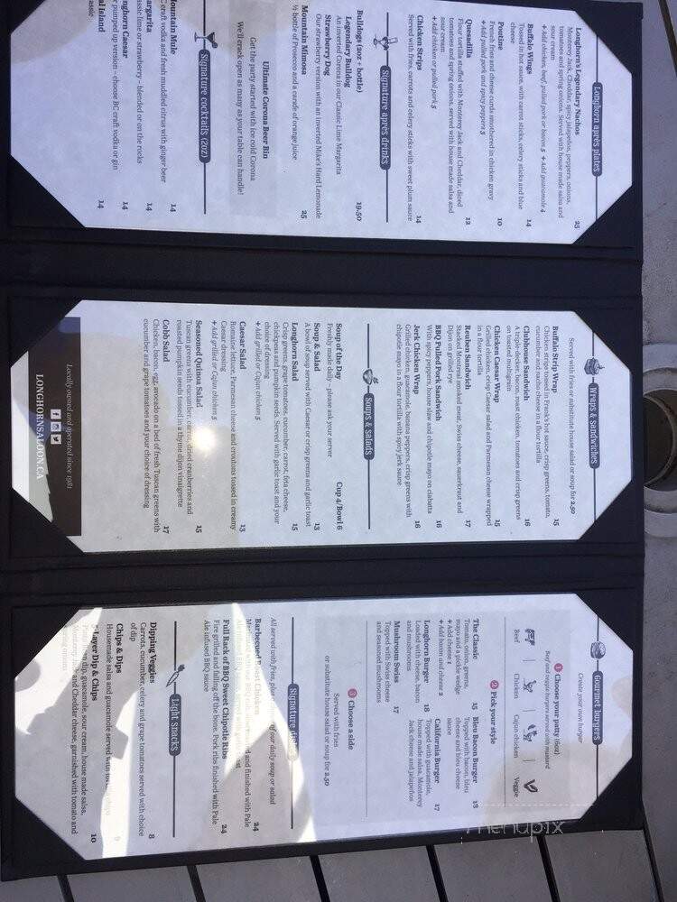 Longhorn Saloon and Grill - Whistler, BC menu_pic