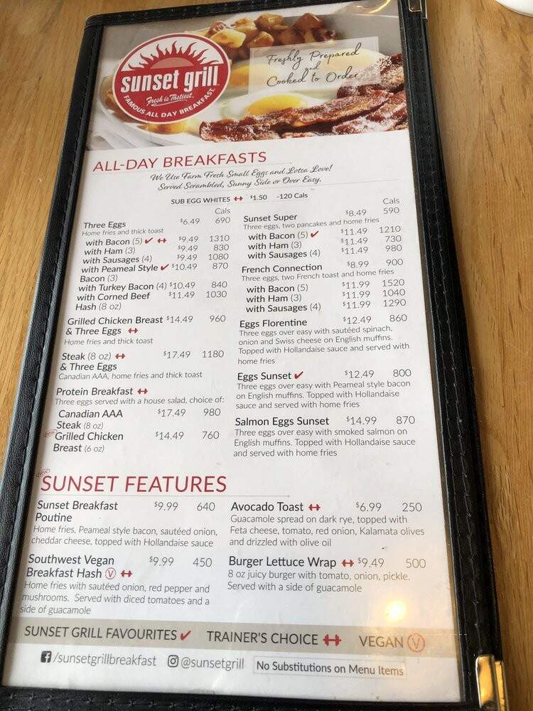 Sunset Grill Restaurant - Richmond Hill, ON menu_pic