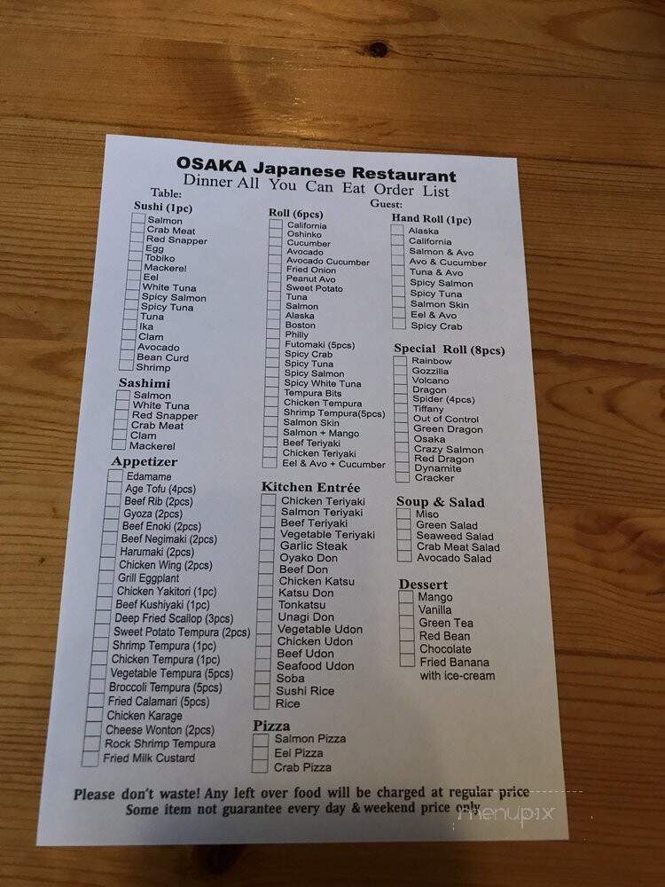 Osaka Sushi Oshawa - Oshawa, ON menu_pic