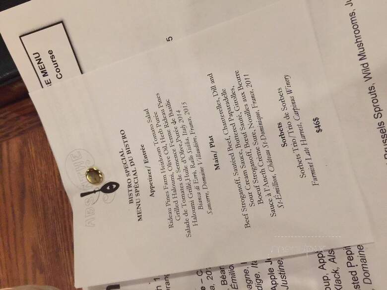 Absinthe Cafe Resto Bar - Ottawa, ON menu_pic