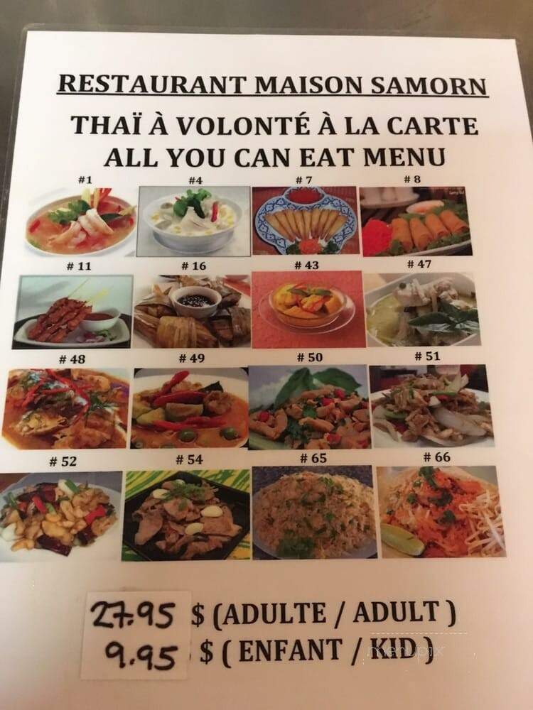 Restaurant Maison Samorn - Gatineau, QC menu_pic
