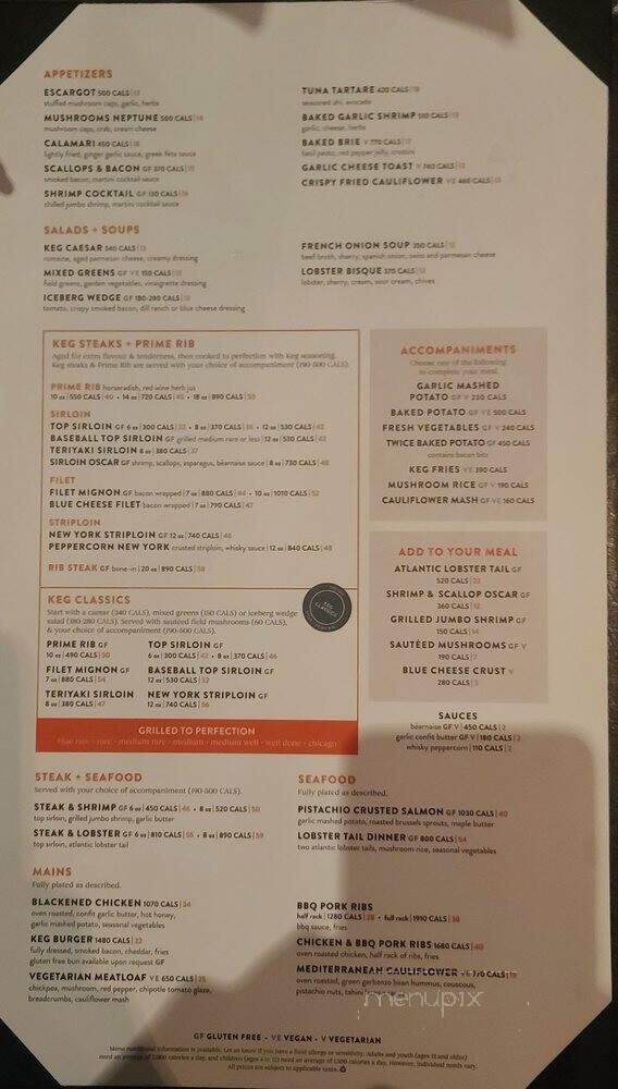 Keg Steakhouse & Bar - Ottawa, ON menu_pic