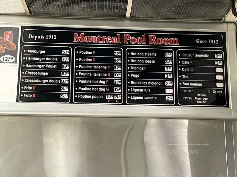 Montreal Pool Room - Montreal, QC menu_pic