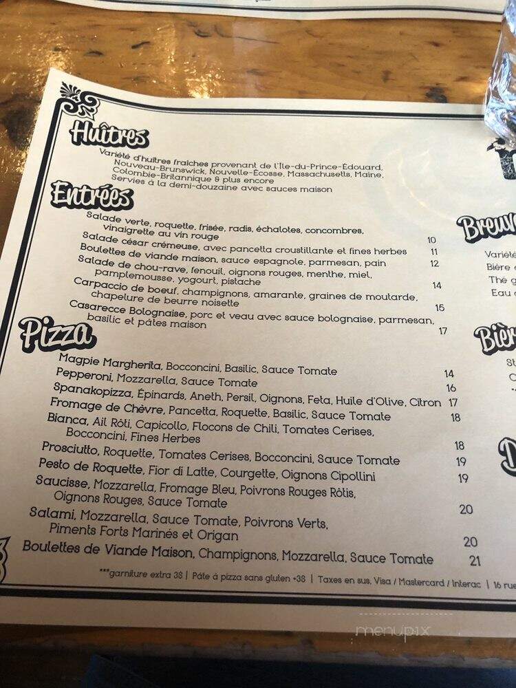 Pizzeria Magpie - Montreal, QC menu_pic