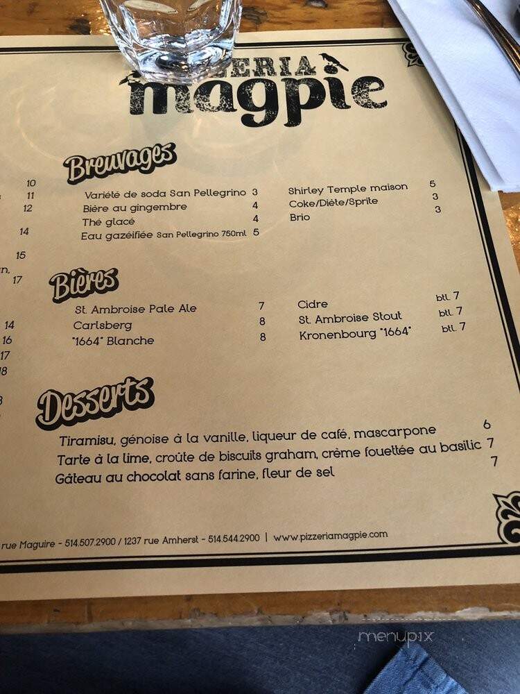Pizzeria Magpie - Montreal, QC menu_pic