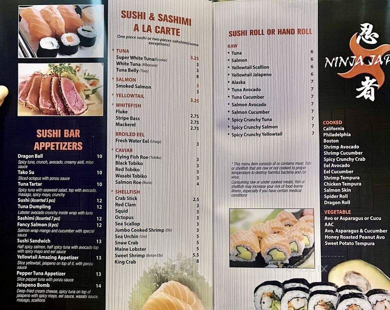 Ninja Japan - Toronto, ON menu_pic