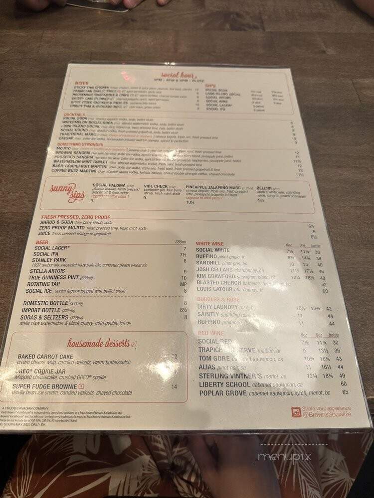 Brown's Social House - Port Moody, BC menu_pic