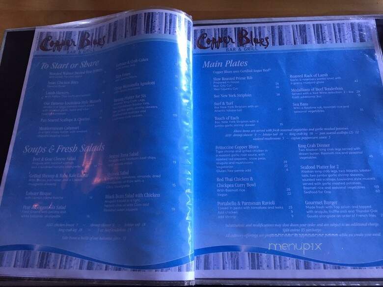 Copper Blues Bar & Grill - Blue Mountains, ON menu_pic