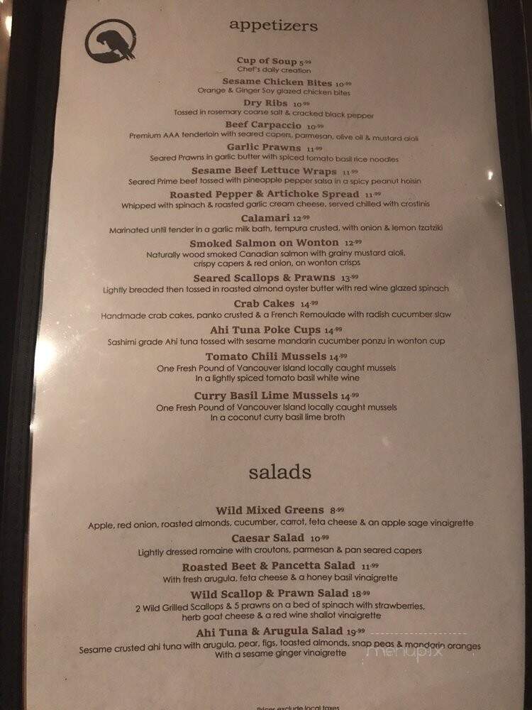 Vault Restaurant - Surrey, BC menu_pic