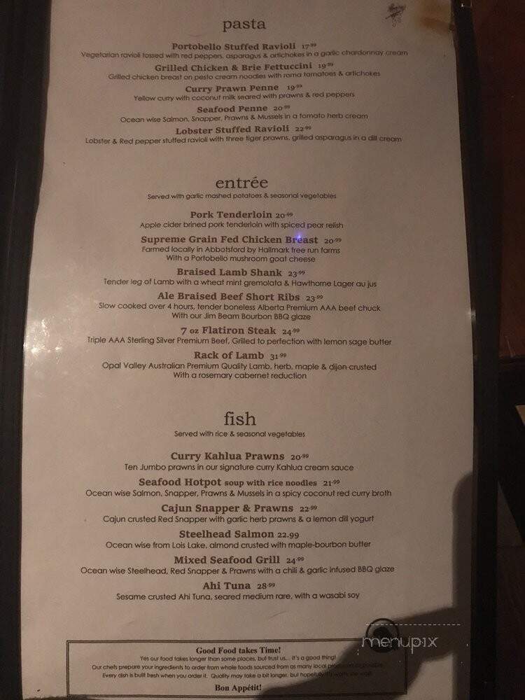 Vault Restaurant - Surrey, BC menu_pic