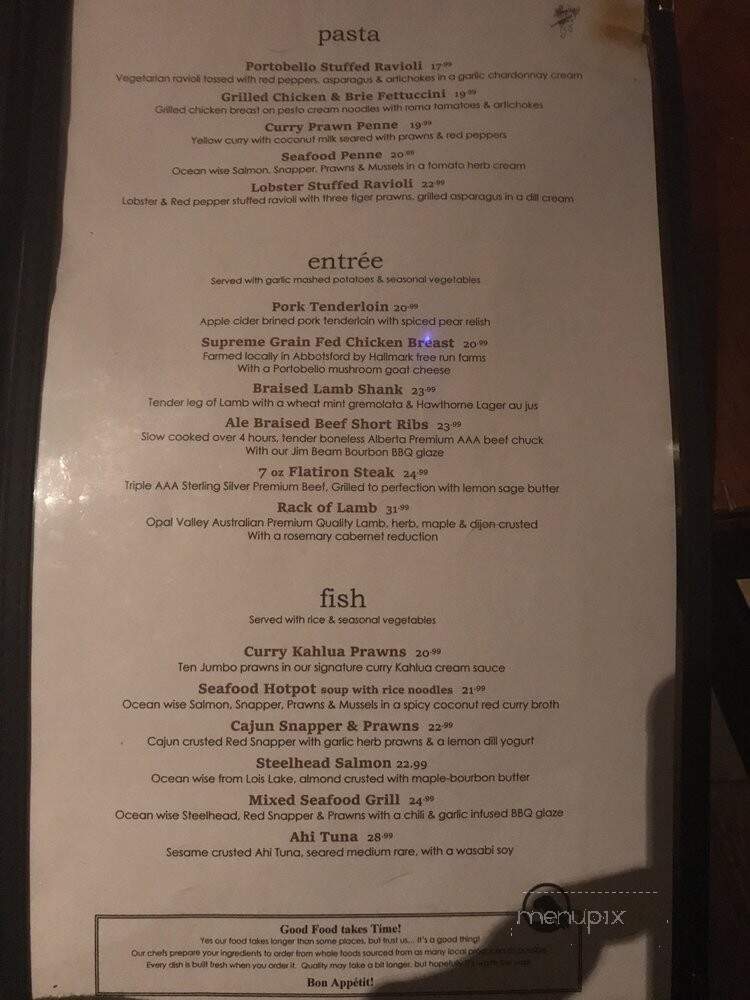 Vault Restaurant - Surrey, BC menu_pic