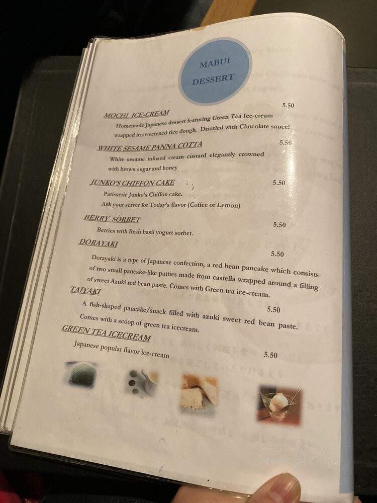 Mabui - Kelowna, BC menu_pic