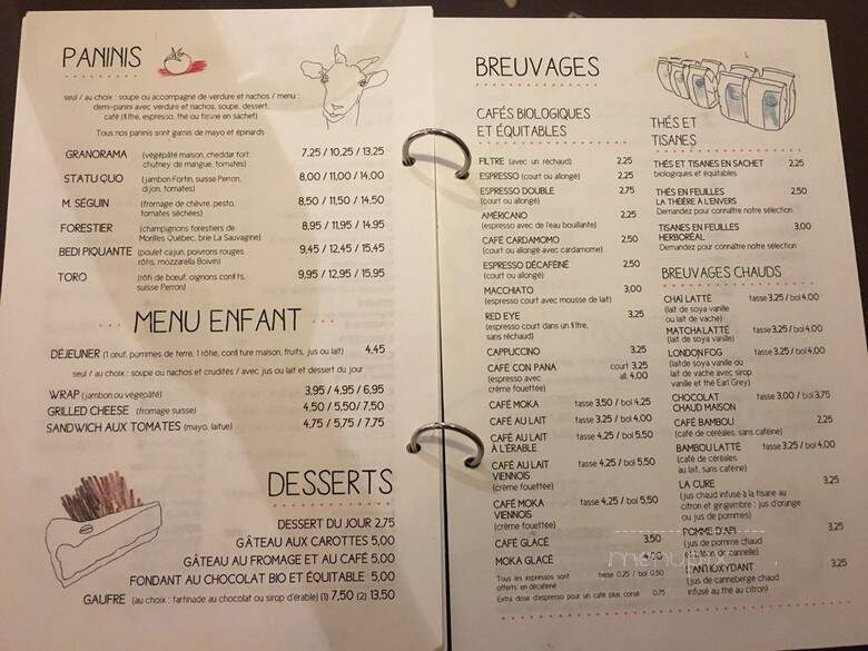 Cafe Cambio - Chicoutimi, QC menu_pic