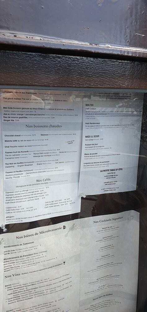 Cafe Boheme - Tadoussac, QC menu_pic