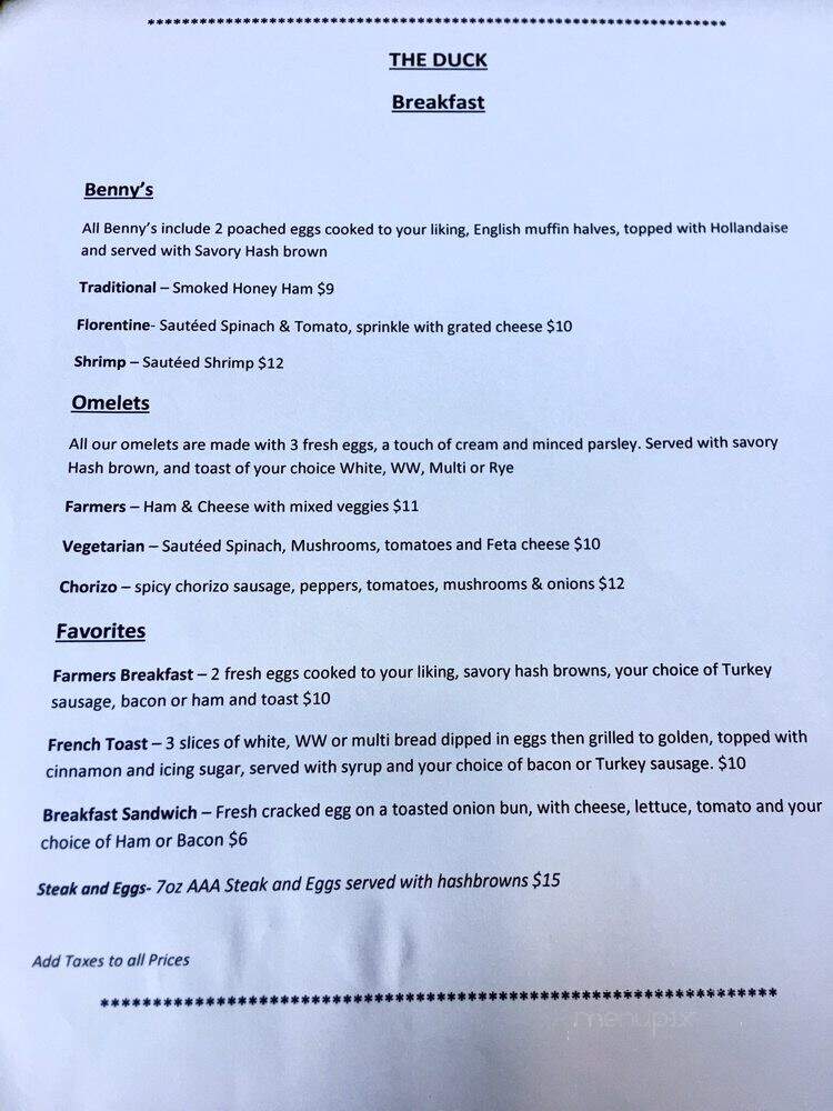 The Thirsty Duck - New Westminster, BC menu_pic