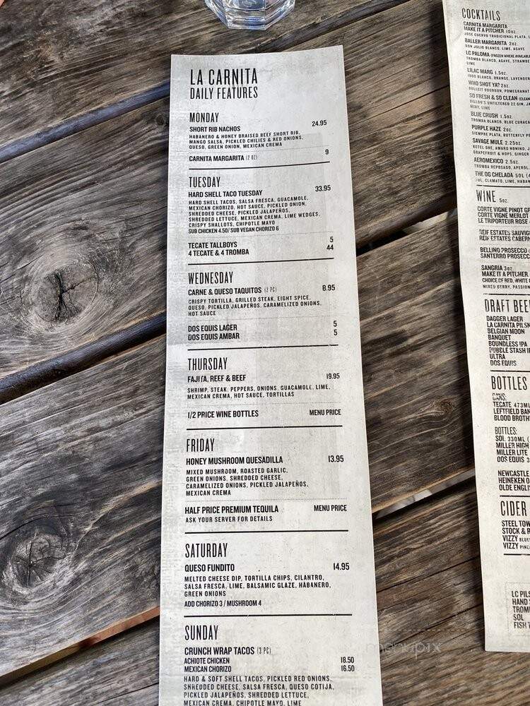 La Cantina - Toronto, ON menu_pic