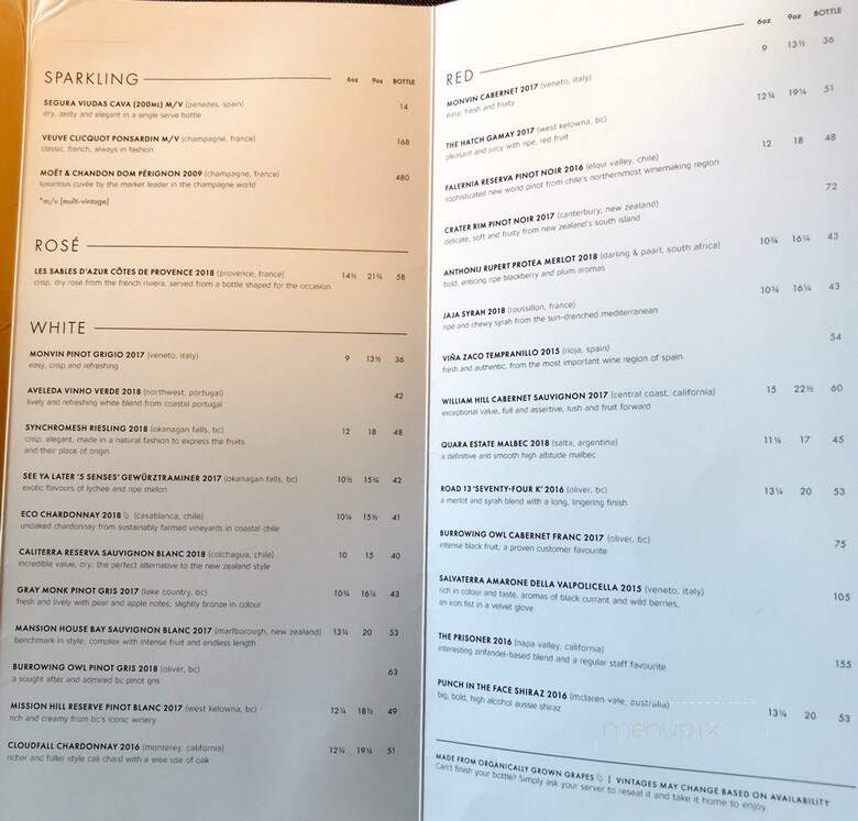 Cactus Club Cafe - Coquitlam, BC menu_pic