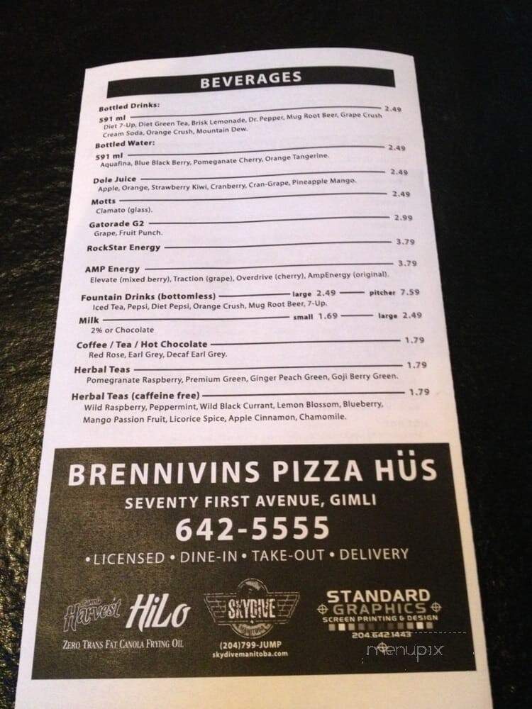 Brennivins Pizza Hus - Glen Bay, MB menu_pic