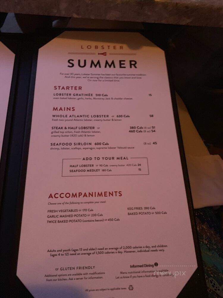 Keg Steakhouse & Bar - Ottawa, ON menu_pic