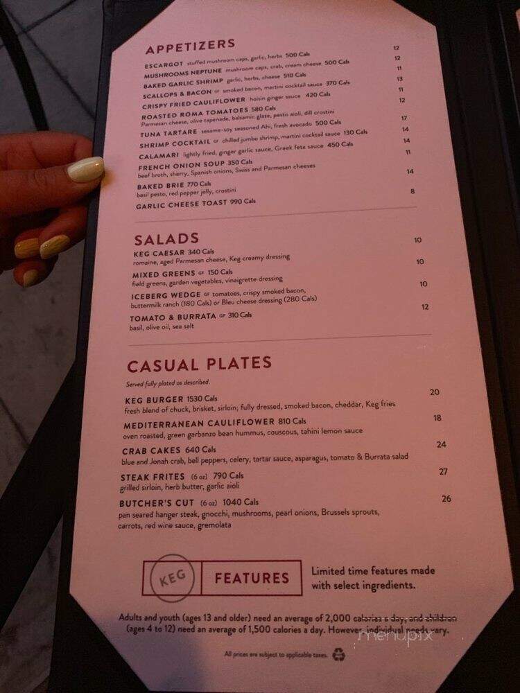 Keg Steakhouse & Bar - Ottawa, ON menu_pic