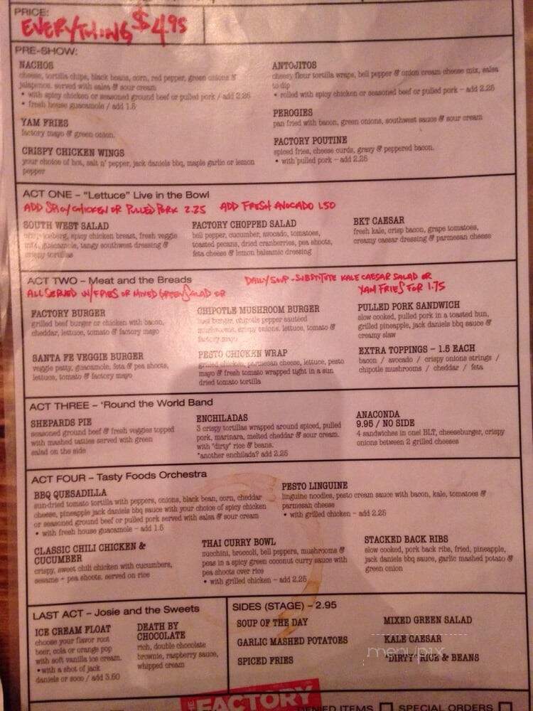 The Factory - Vancouver, BC menu_pic