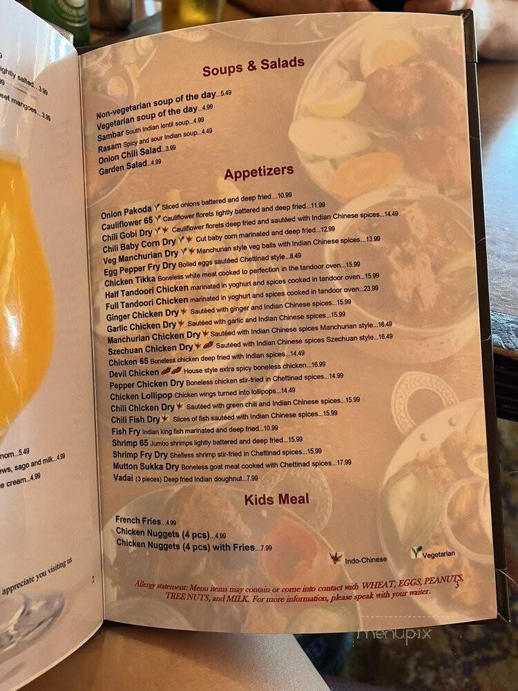Karaikudi Chettinad South Indian Restaurant - Toronto, ON menu_pic