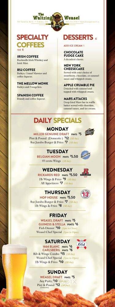 The Waltzing Weasel - Oshawa, ON menu_pic