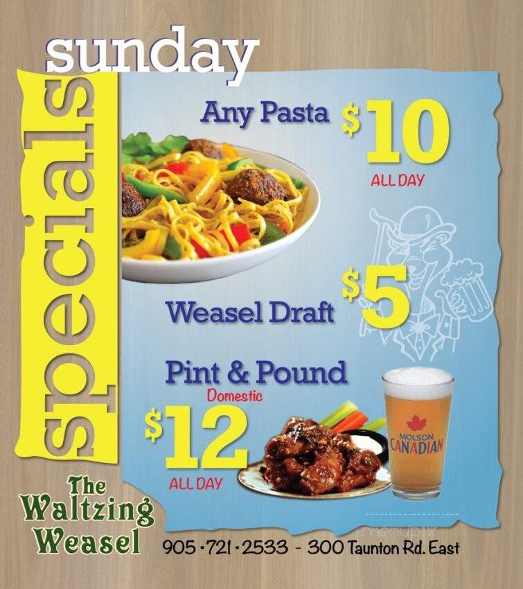 The Waltzing Weasel - Oshawa, ON menu_pic