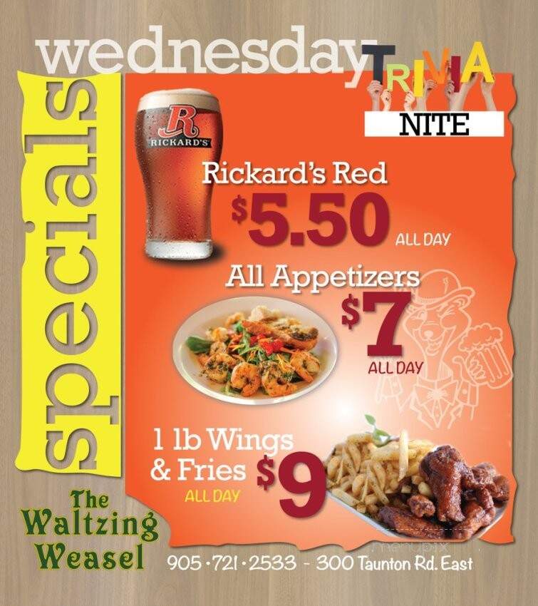 The Waltzing Weasel - Oshawa, ON menu_pic