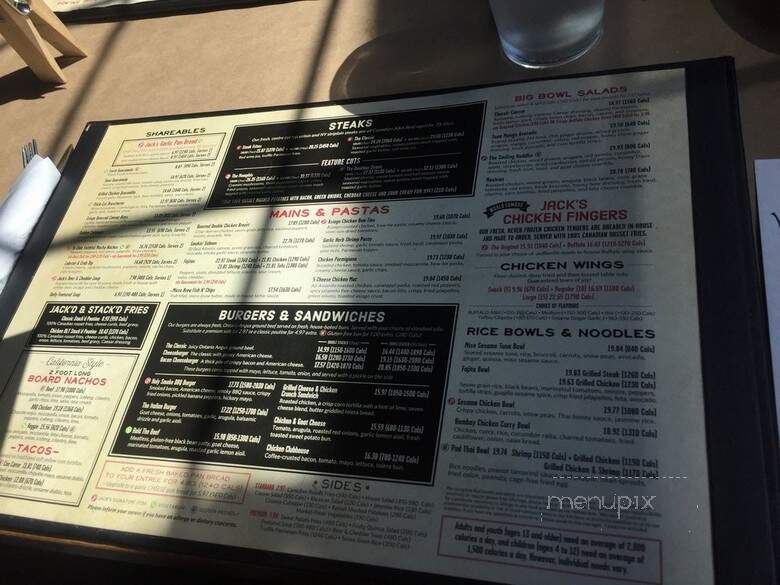 Jack Astor's Bar & Grill - Brampton, ON menu_pic