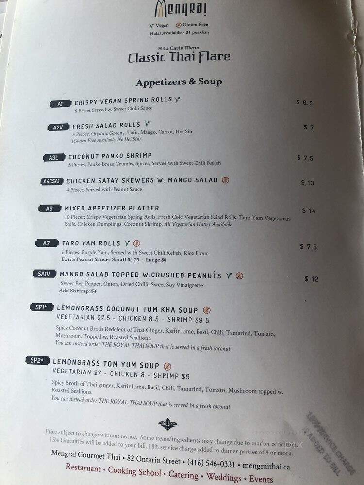 Mengrai Gourmet Thai - Toronto, ON menu_pic