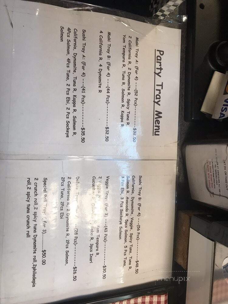 Spin Roll Sushi - Vancouver, BC menu_pic