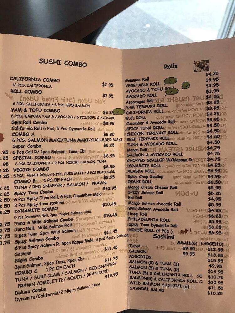 Spin Roll Sushi - Vancouver, BC menu_pic