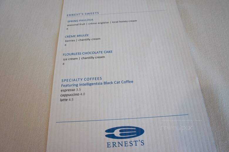 Ernest's - Edmonton, AB menu_pic